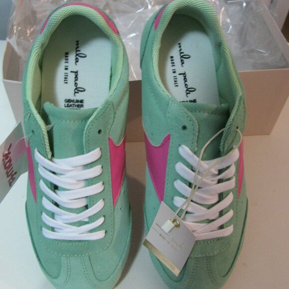 Mila Paoli Shoes - * Mila Paoli Leather Sneaker 7 1/2 8 NWT $70 Mint Green & Pink Lace Up Shoe